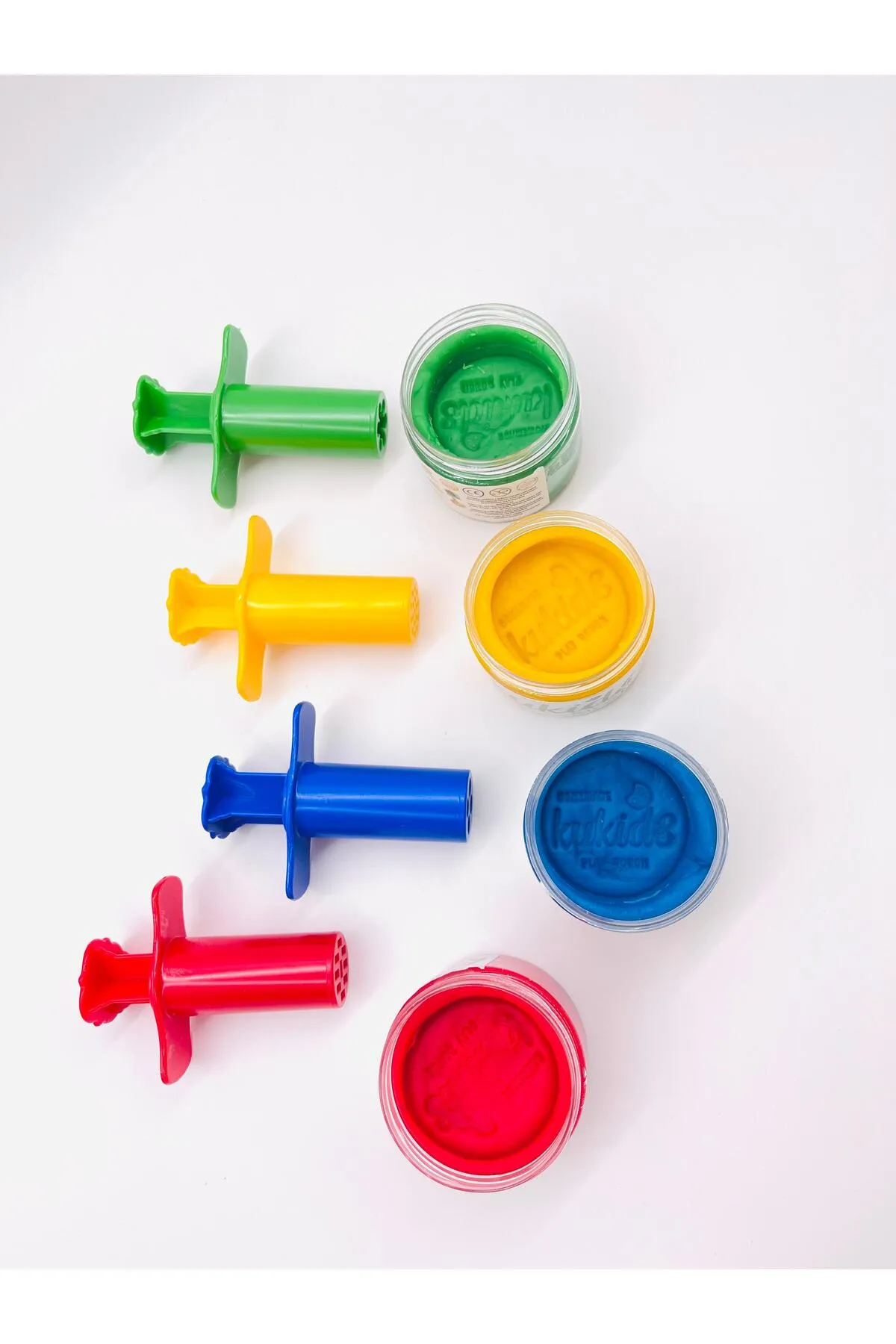 %100 Doğa(Organik) 4 Renk(4x130gr) Oyun Hamuru+ Enjektör Pres Seti